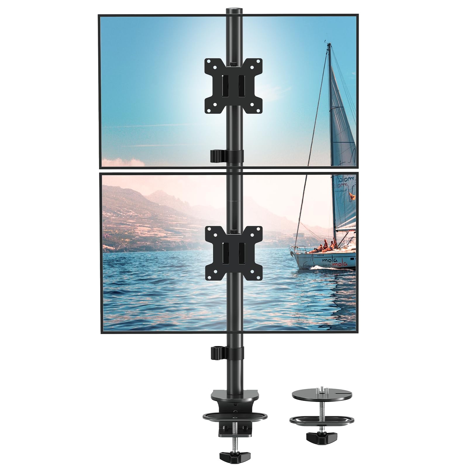 Stable Vertical Dual Monitor Stand, Stacked Monitor Mount for 2 Screens Up to...