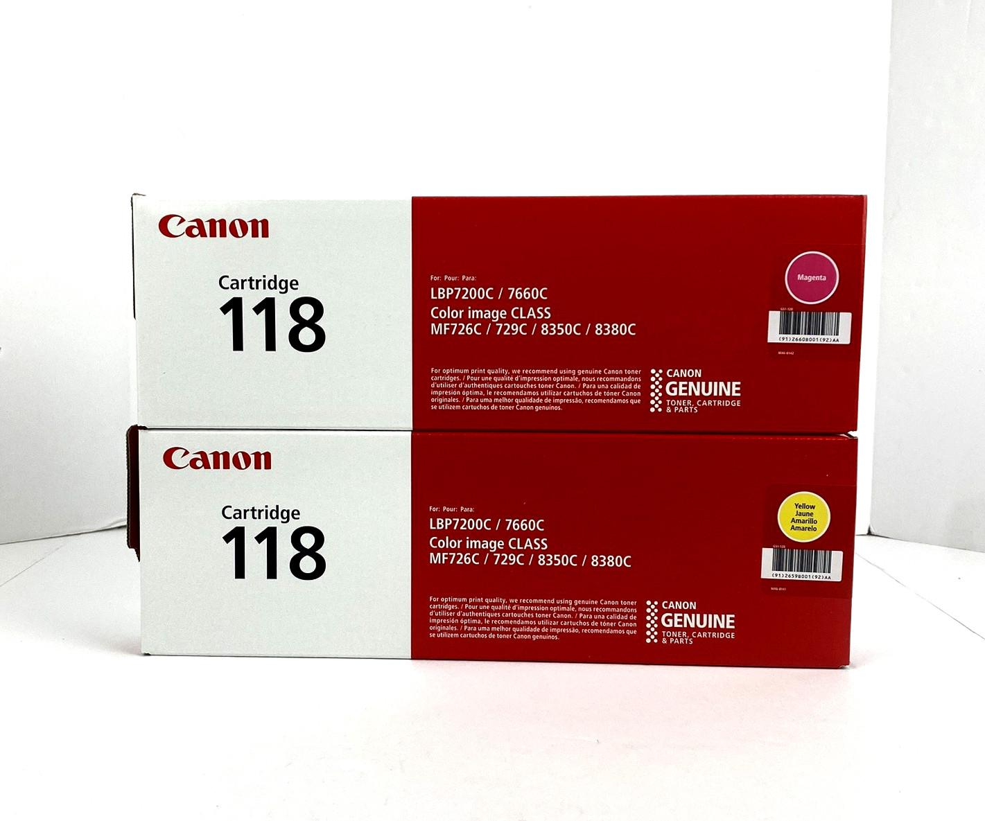 ORGINAL Canon 118 Toner Cartridge Set (2-Pack: Y & M) Open Box tabs not removed