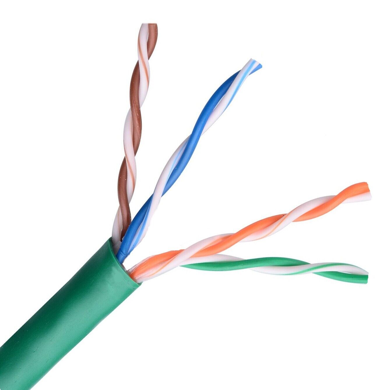 CAT5e Plenum CMP 350MHz Ethernet Cable Green 1000FT - 24 AWG SOLID BARE COPPER