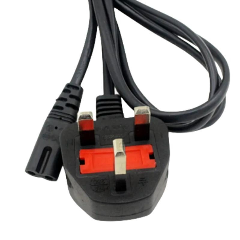 UK 3-Pin Plug to C7 Figure 8 Power Cable – 1.8m/6ft Lead Cord for Laptops & Elec