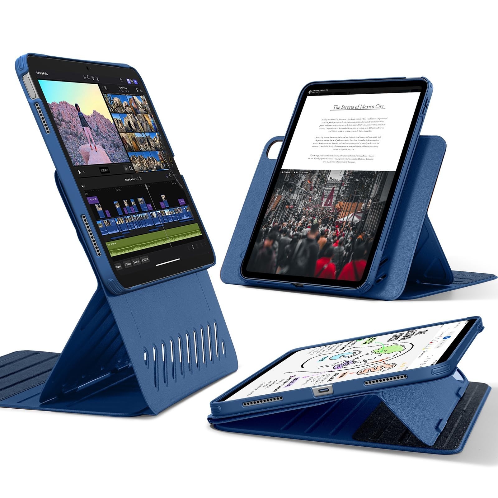 ESR iPad A16 11th 10th Gen Case Magnetic Stand Portrait Landscape Blue