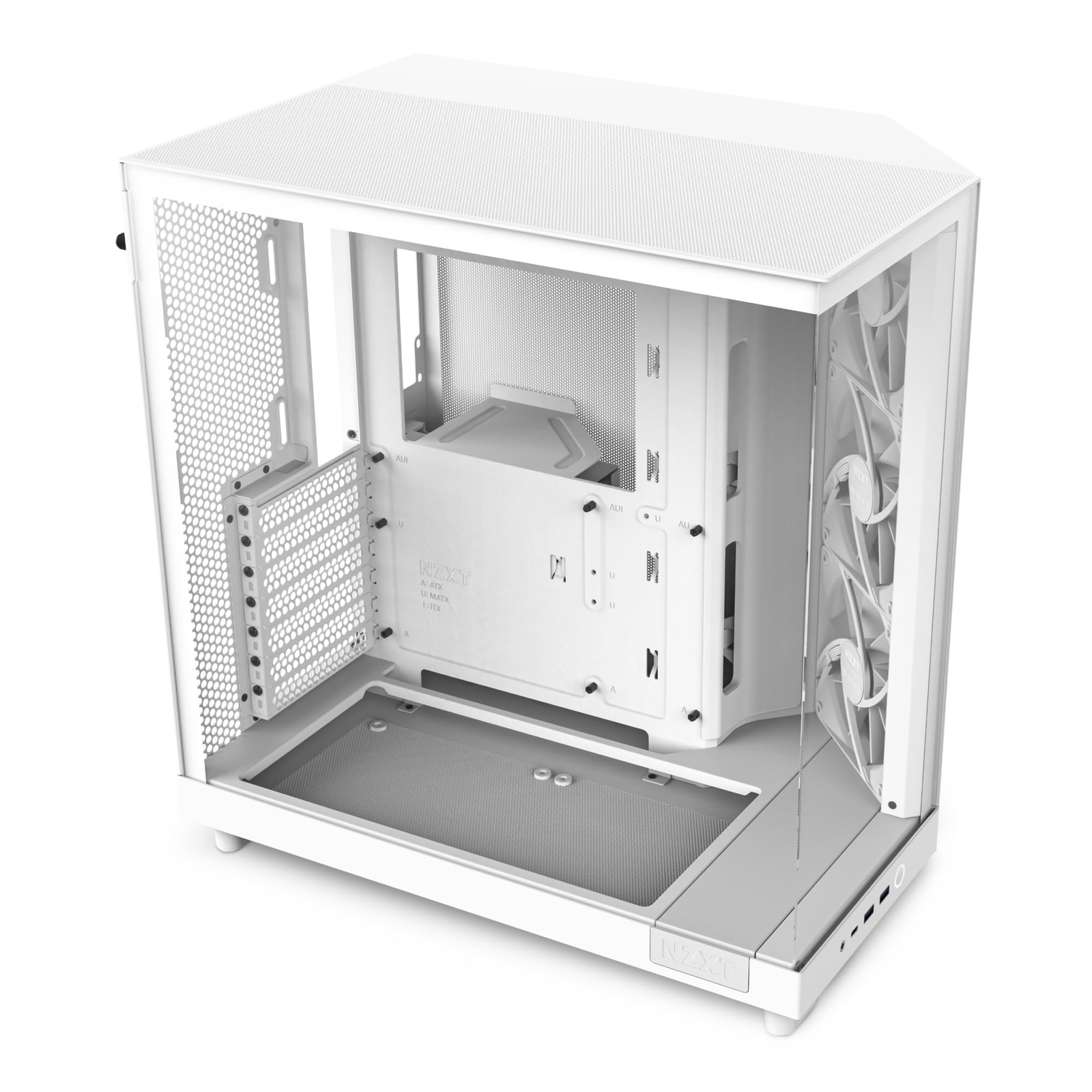 H6 Flow White Computer Chassis Dual Chamber Cooling Glass Panels Three Fans