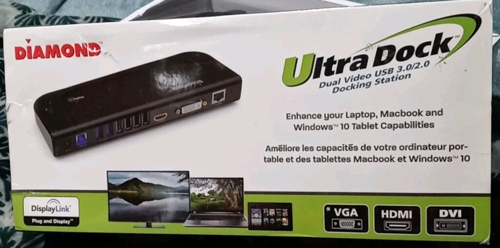 Diamond Multimedia UltraDock Dual Video USB 3.0/2.0 Docking Station NEW OPEN BOX
