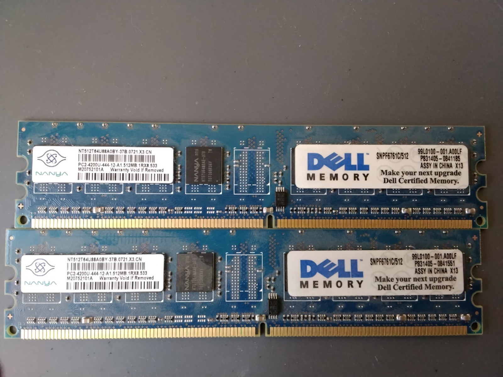 NANYA 2x512MB Ram NT512T64U88BOBY-37B C02202026D