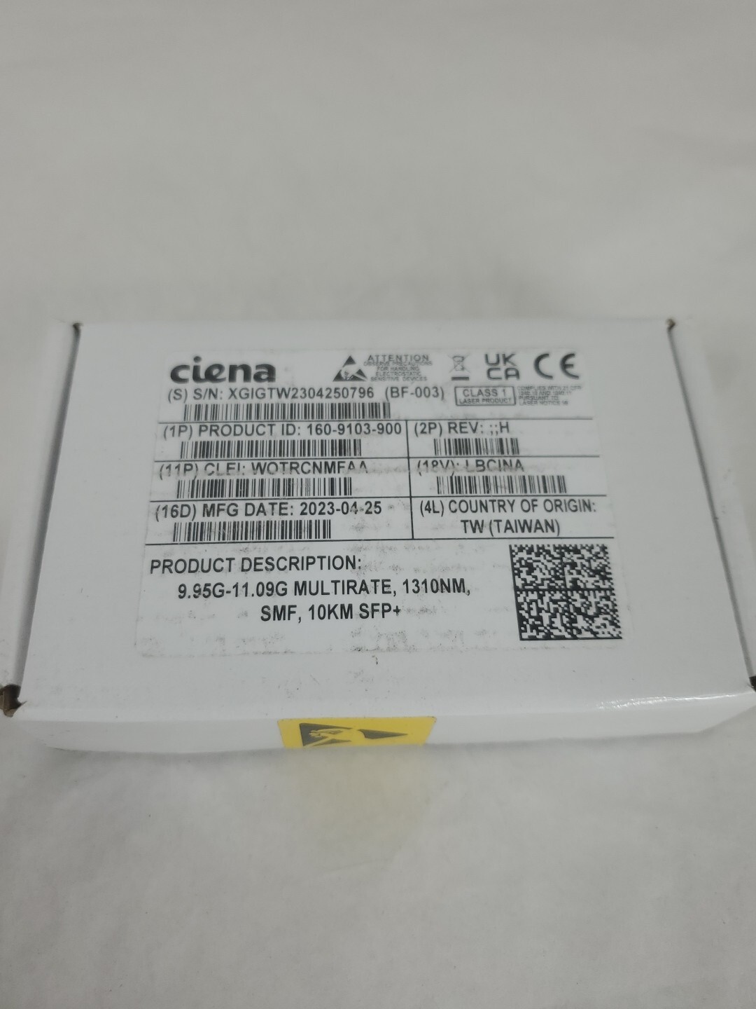 CIENA 160-9103-900  9.95G-11.09G MULTIRATE 1310NM SMF, 10KM SFP+  NEW