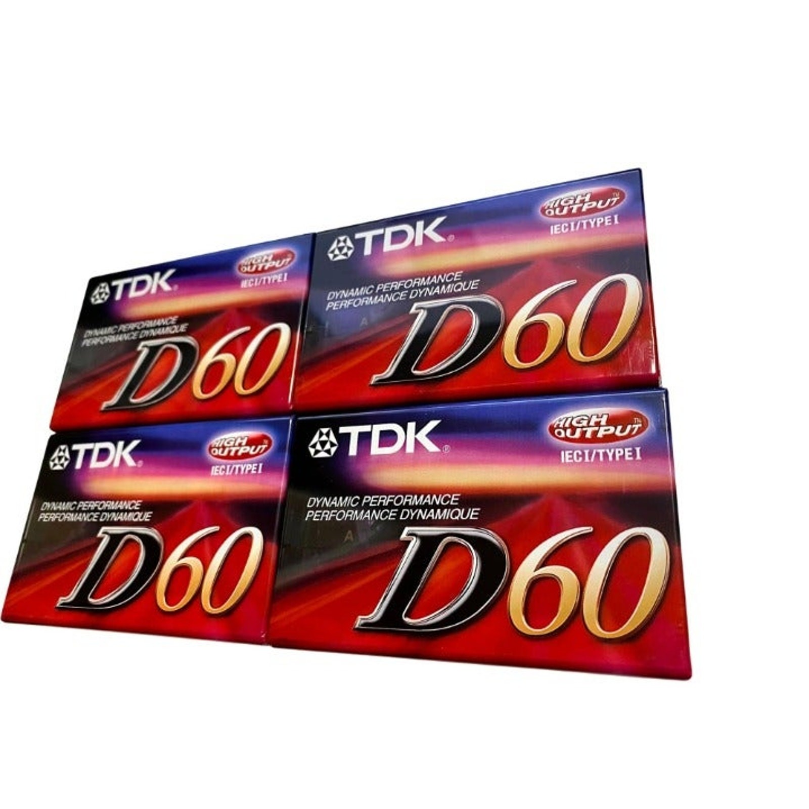 New Sealed TDK D60 High Output IECI/Type 1 Blank Audio Tapes ( 4 Pack)