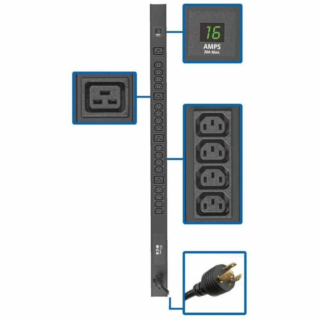 Tripp Lite PDUMV20HV36 PDU 16 C13 4 C19 3.2/3.8kW 10ft Cord
