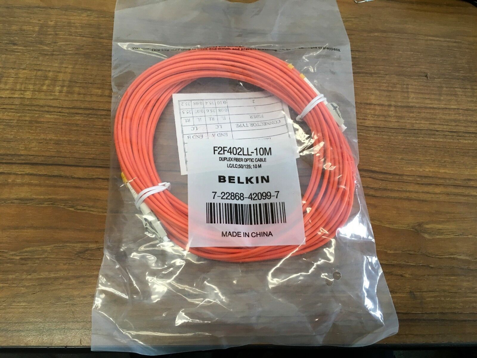 Belkin F2F402LL-10M Duplex Fiber Optic Patch Cable - LC Male - LC Male - 32.8ft