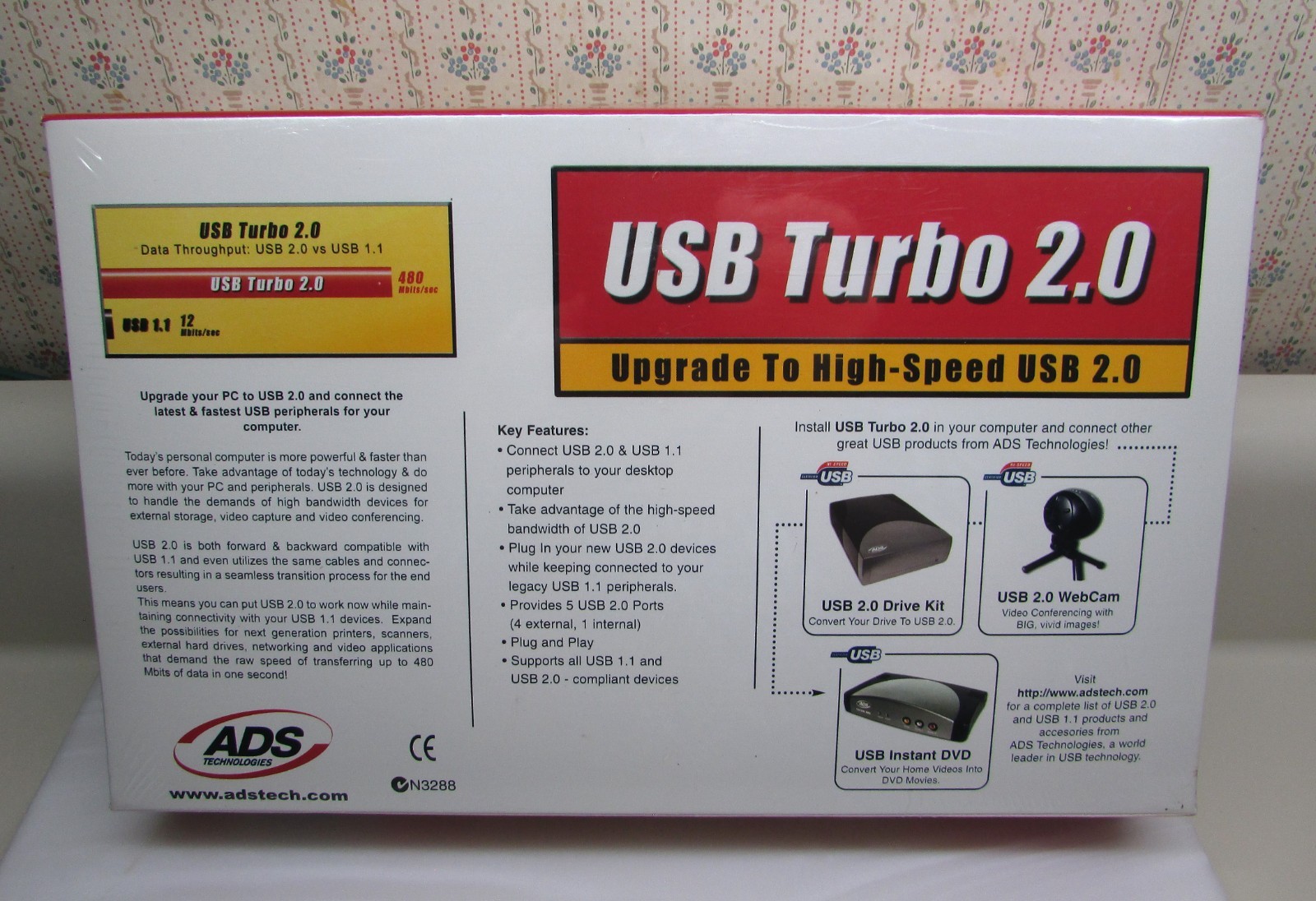ADS Tech USB Turbo 2.0 PCI Card Model USBX-2000 - NEW - Sealed