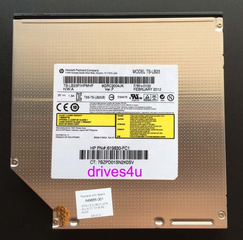 HP TS-LB23 Blu ray Combo BD-ROM 8X- DVD/RW NOTEBOOK BLU-RAY SATA DRIVE New