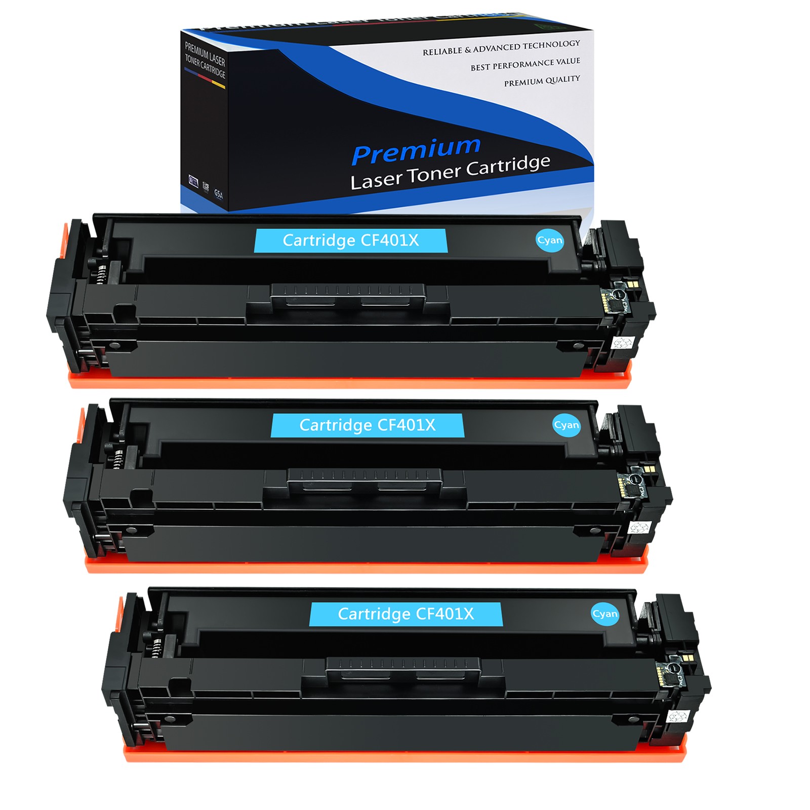 3PK Cyan CF401X 201X Toner for HP Laserjet Pro M252dw MFP M277 M277dw M277n