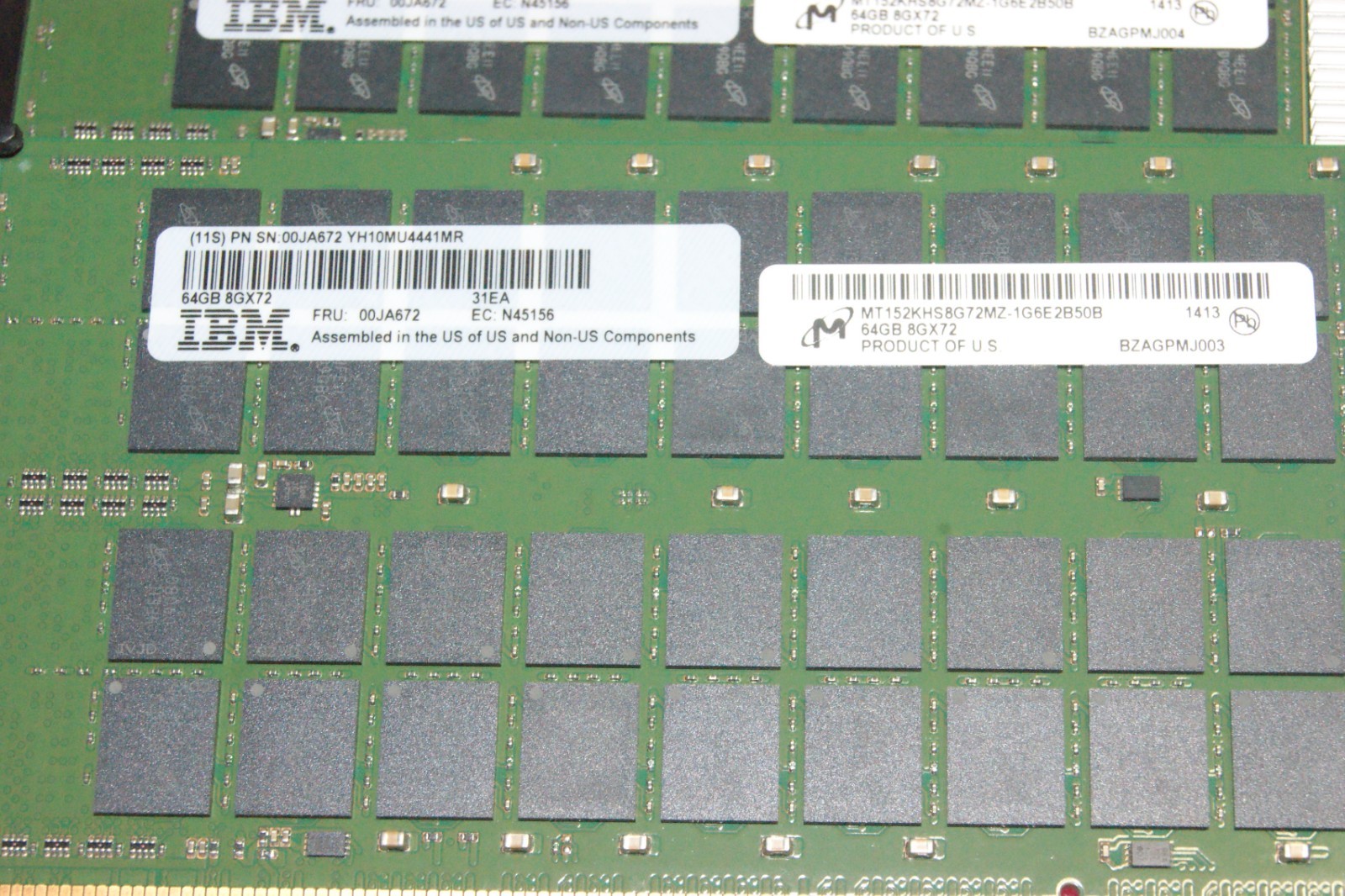 Lot of 4 (4 x 64GB) 256GB 00JA672 Memory DDR3 CDIMM DRAM 1600MHz IBM Power8