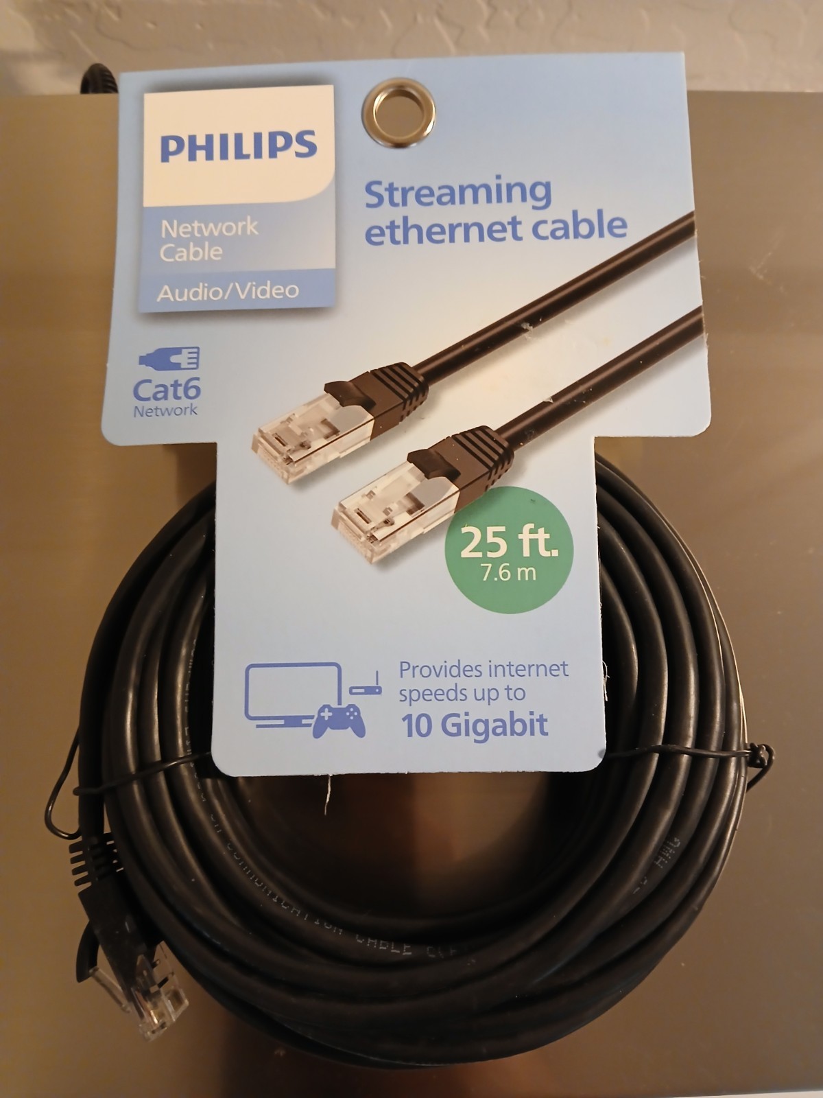 New Philips Cat6 25' Ethernet Networking Cable 10 gig Streaming Internet Cable