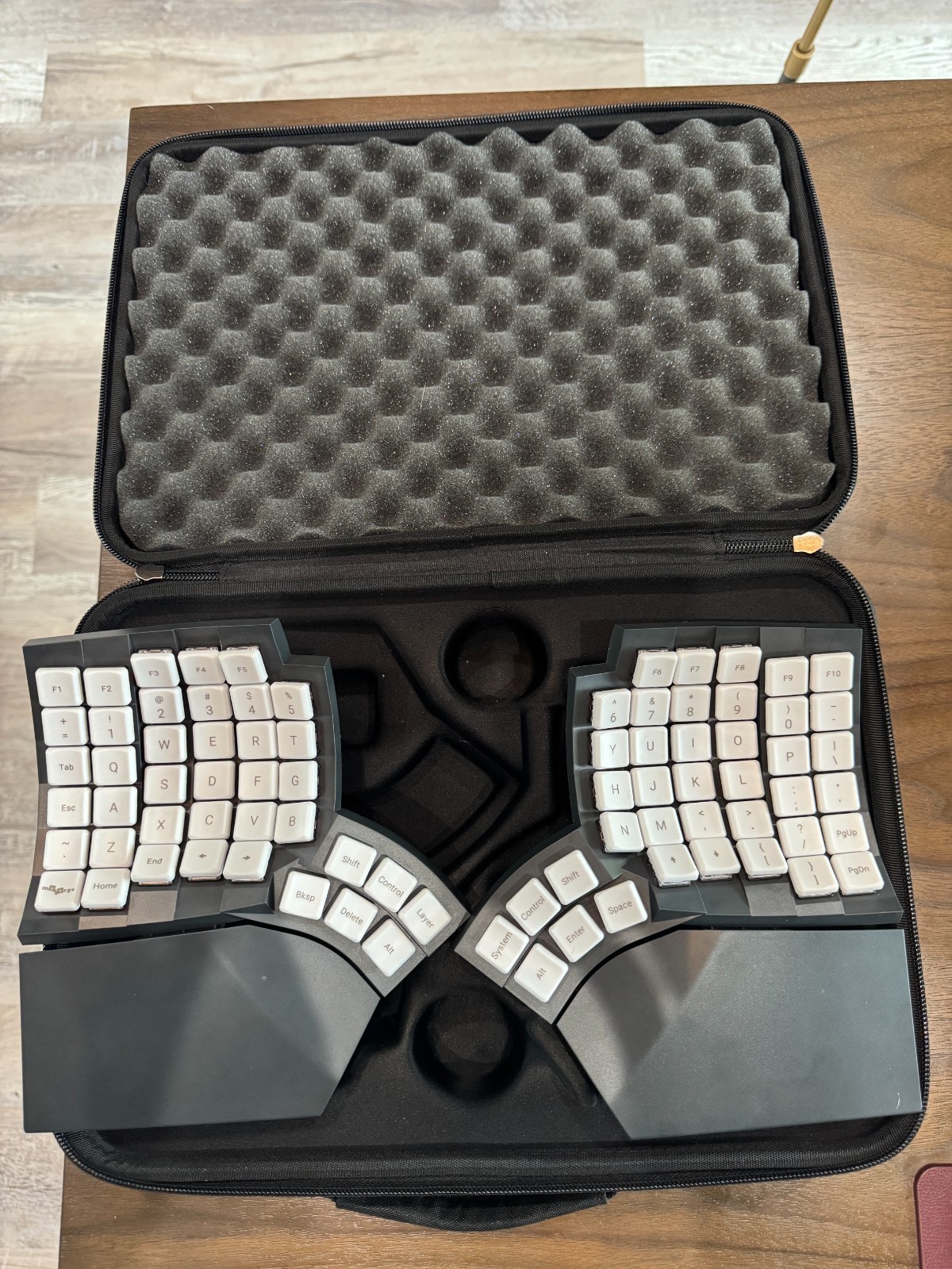 MoErgo Glove80 Rev 2 Grey Red Linear 50gf Ergonomic Keyboard + Travel Case