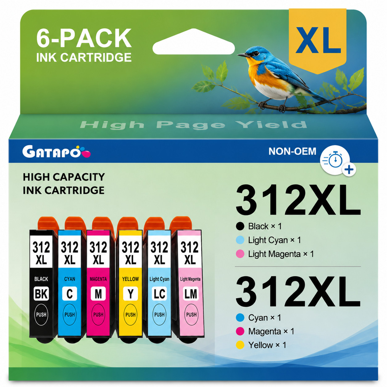 312XL T312XL 6-Pack Compatible Ink Cartridge High Yield Vivid Color Printing Ink