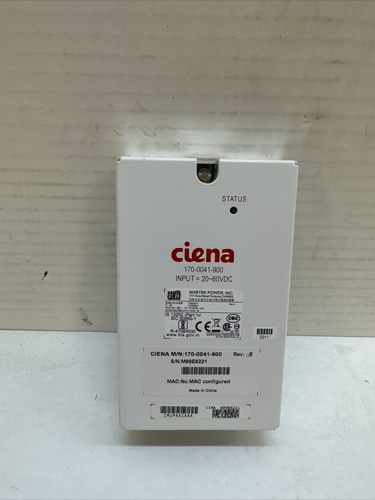 Ciena Network Switch Power Supply 20-60 VDC 170-0041-900