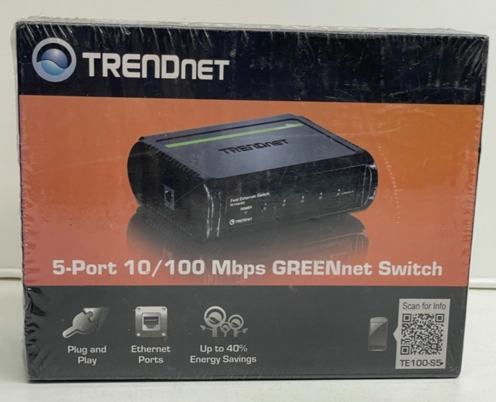 New TRENDnet TE100-S5. 5 Port 10/100 Mbps GREENnet  Desktop Switch SEALED