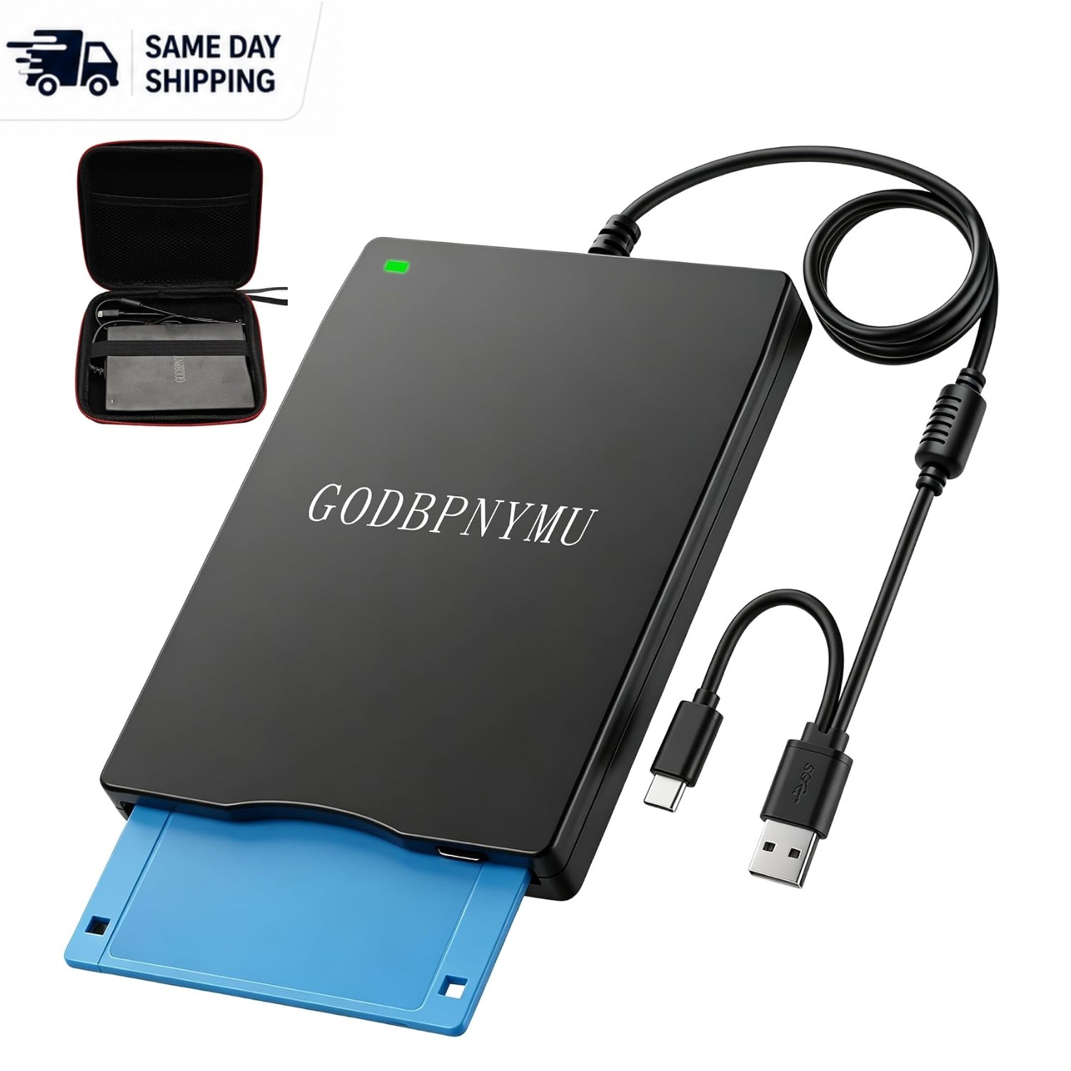 Compact 3.5-Inch USB Floppy Disk Drive with Zipper Pouch - Archive Effortlessly