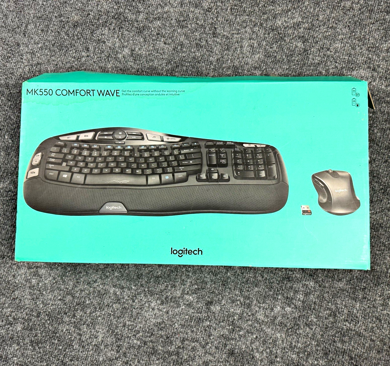 Logitech MK550 Comfort Wave Wireless Keyboard Mouse Unifying USB
