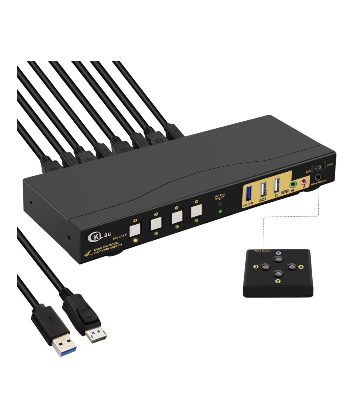 CKLau 4Kx2K@60Hz 4 Port USB 3.0 HDMI KVM Switch, CKLau-64Hua-3N