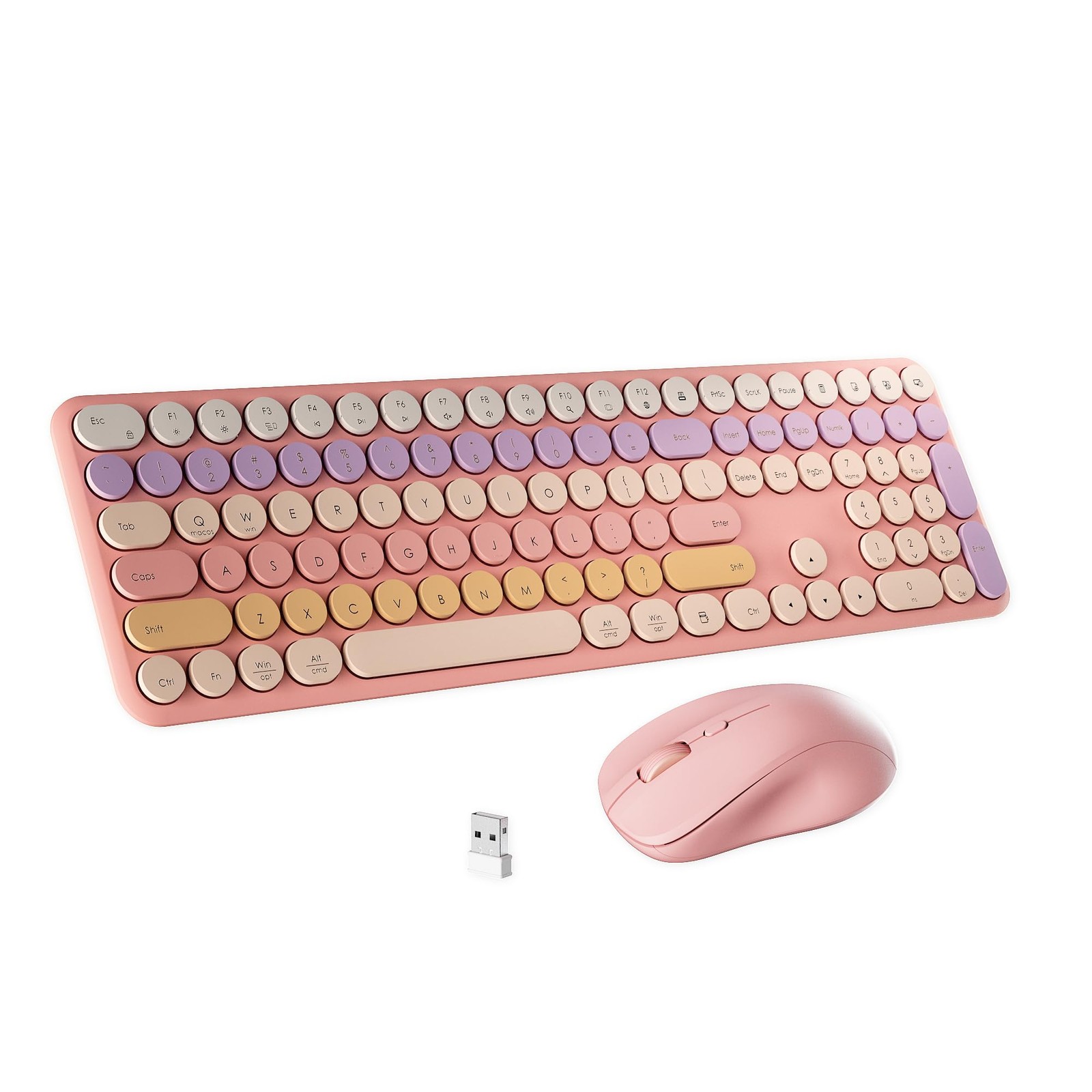 Wireless Keyboard and Combo with 110 Round Keycaps, Power Switch, and Scissor...