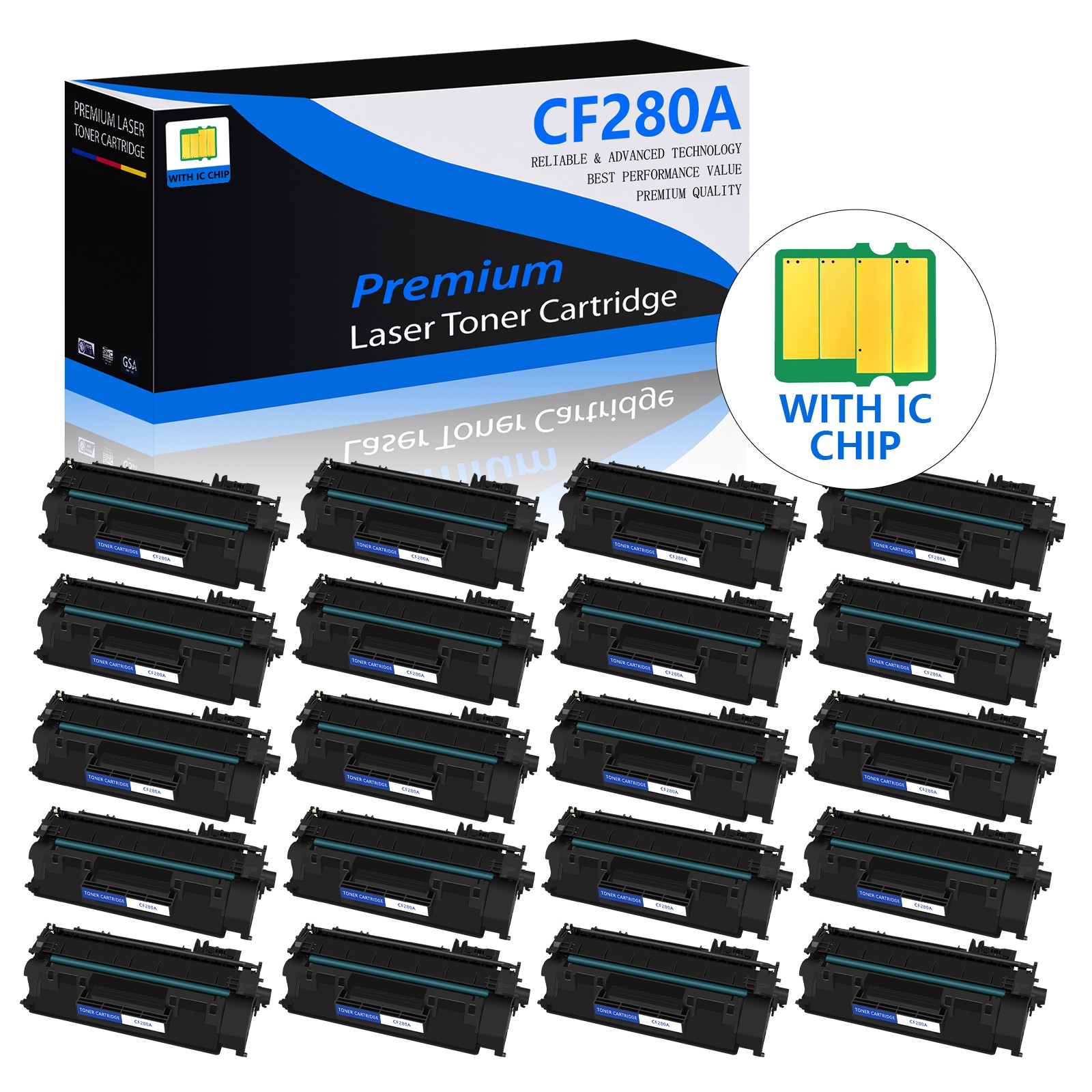 20PK CF280A 80A Toner Cartridge for HP LaserJet Pro M401dw M425dn M425dw