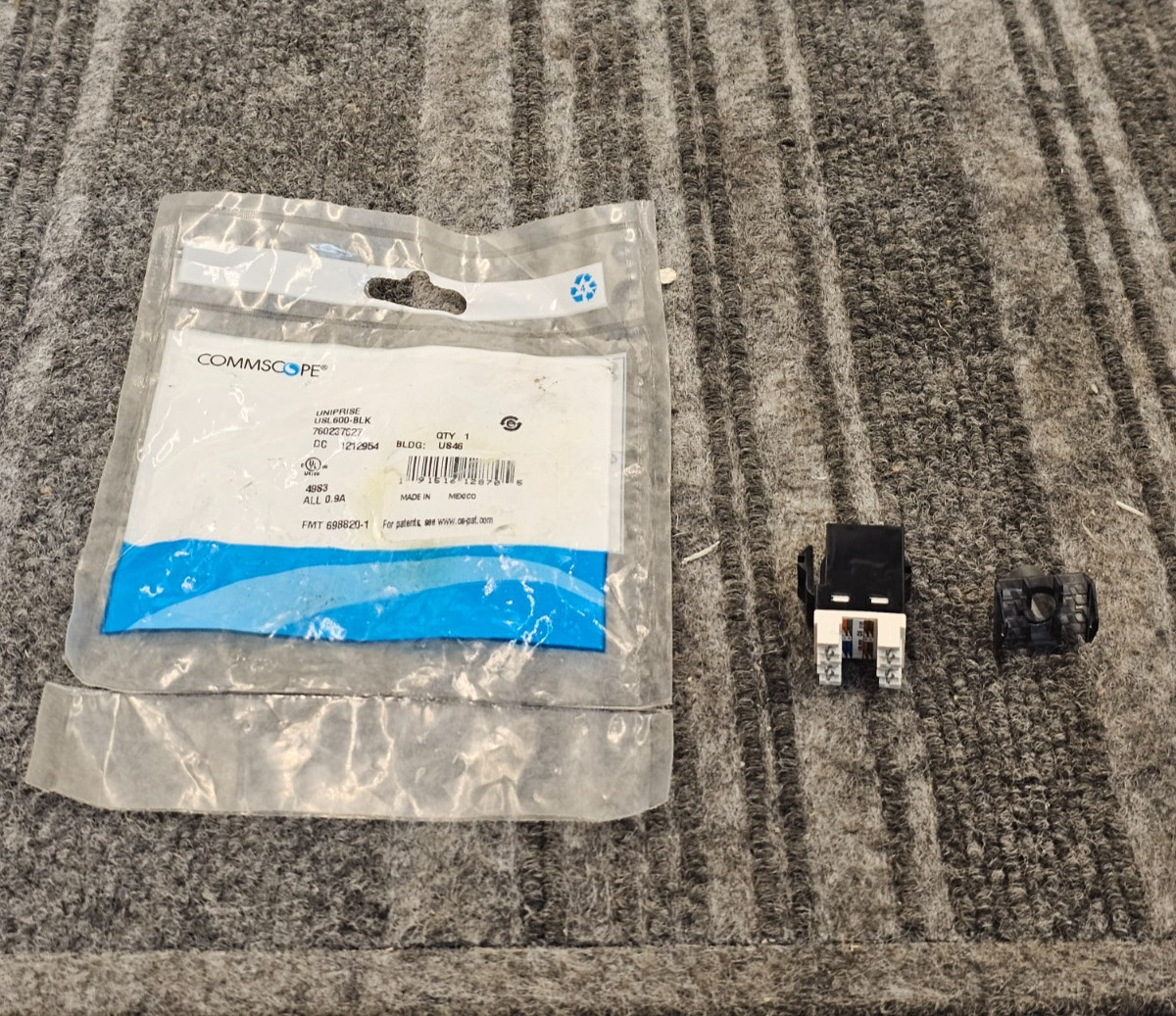 (QTY 3) Commscope 760237627: RJ45 SL-Series Modular Jack Cat6 Cable Black