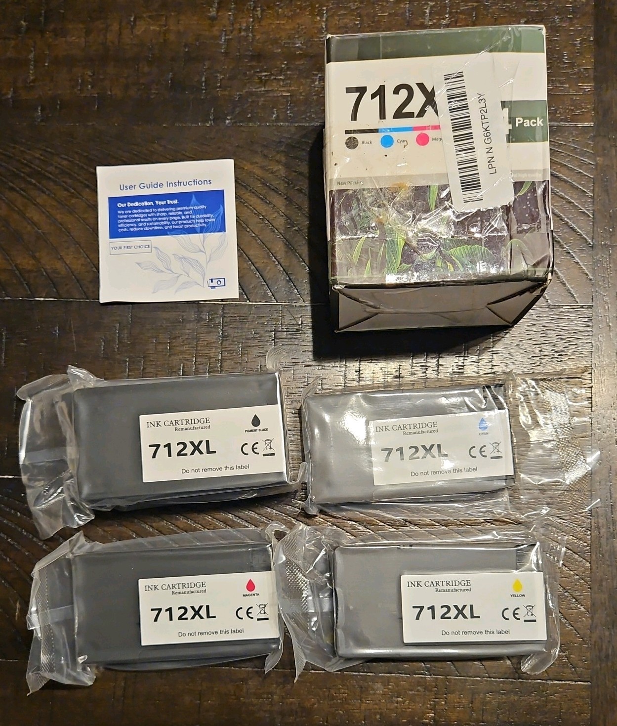 712 712XL Ink Cartridges Combo Set 4-Pack High Yield with chip Replacement for