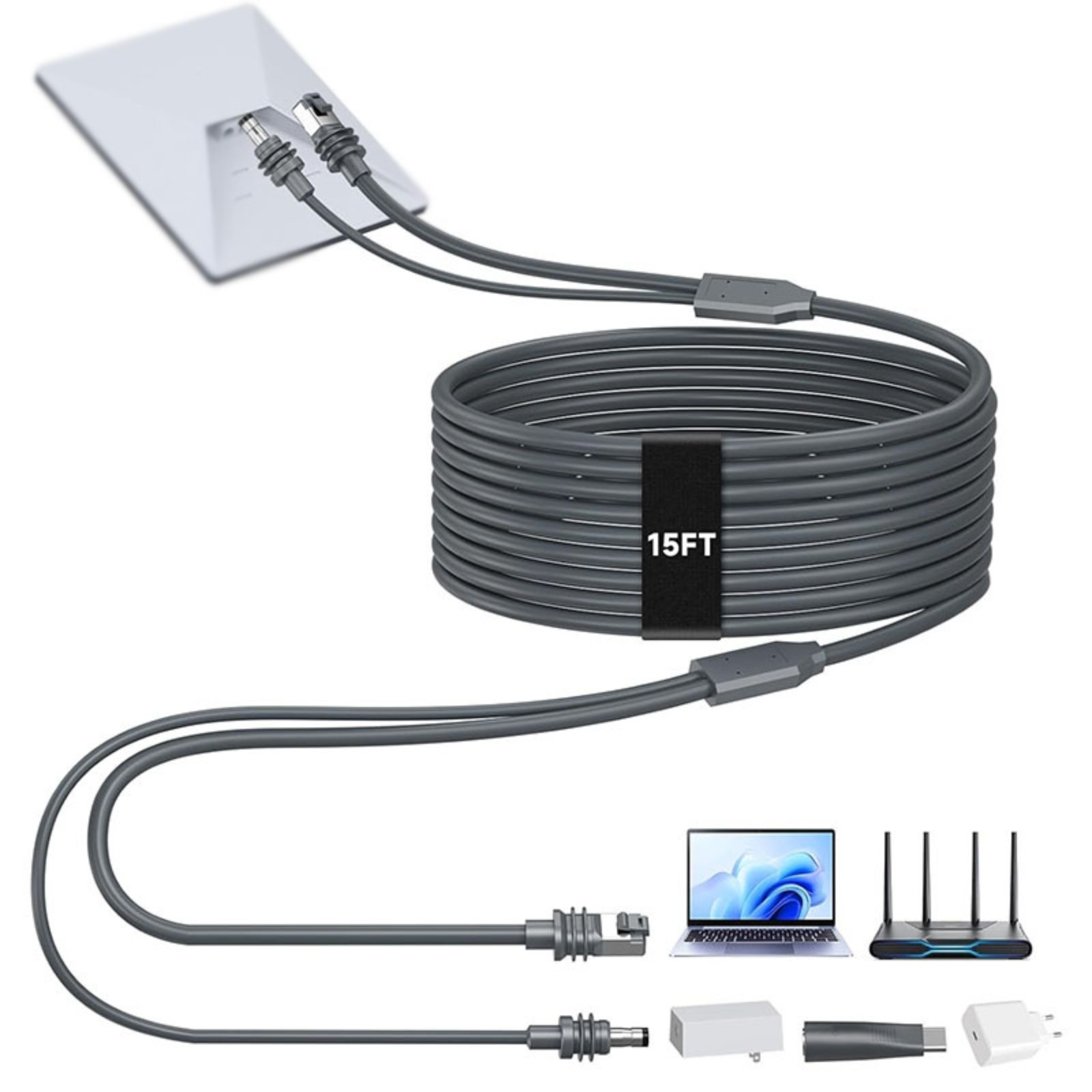 Starlink Mini 2-in-1 Power Ethernet Lead 5M DC USB-C Network Charging Cable