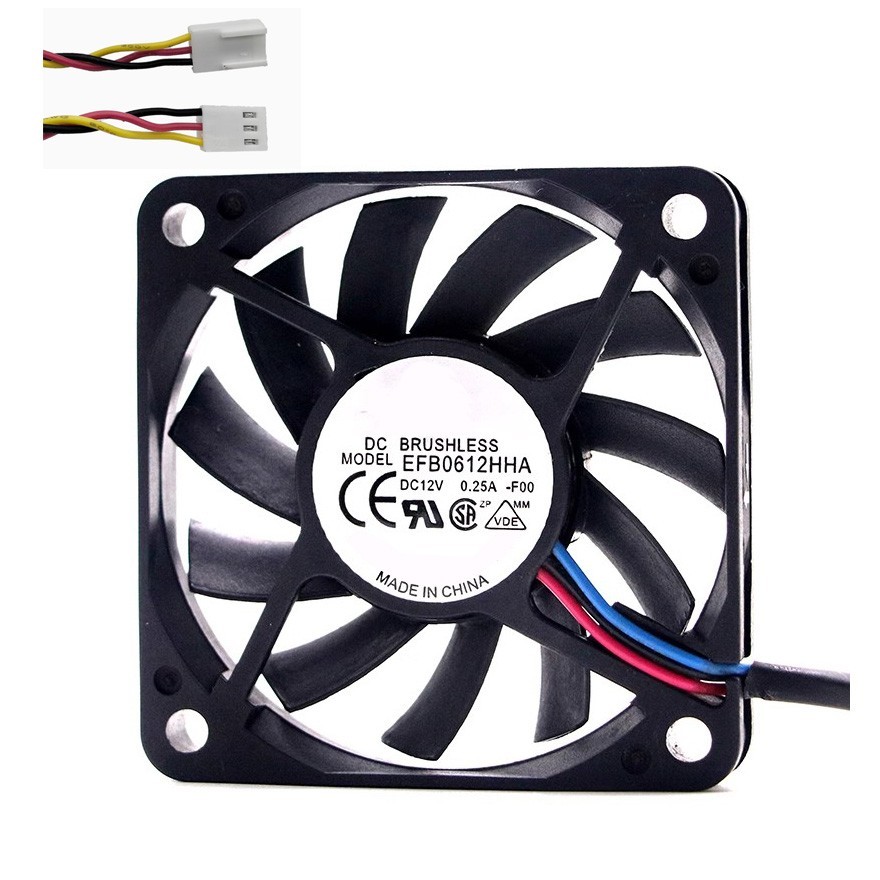 Cooling Fan For DELTA EFB0612HHA-F00 60*60*10MM DC12V 0.25A 3lines New