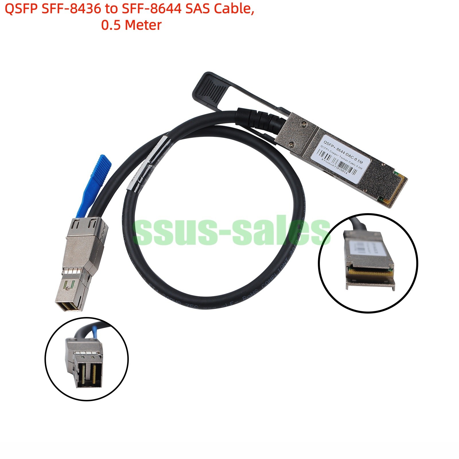 0.5M/1M/2M QSFP SFF-8436 to SFF-8644 External Mini SAS HD Cable 40Gbps SAS3.0