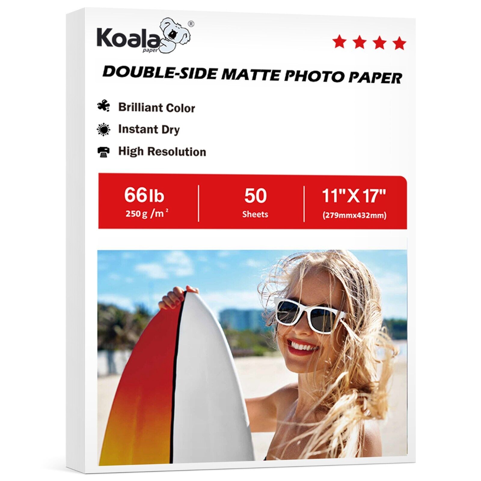Koala Double Sided Photo Paper 11x17 Matte 66lb Heavyweight Photo Paper Card 50P