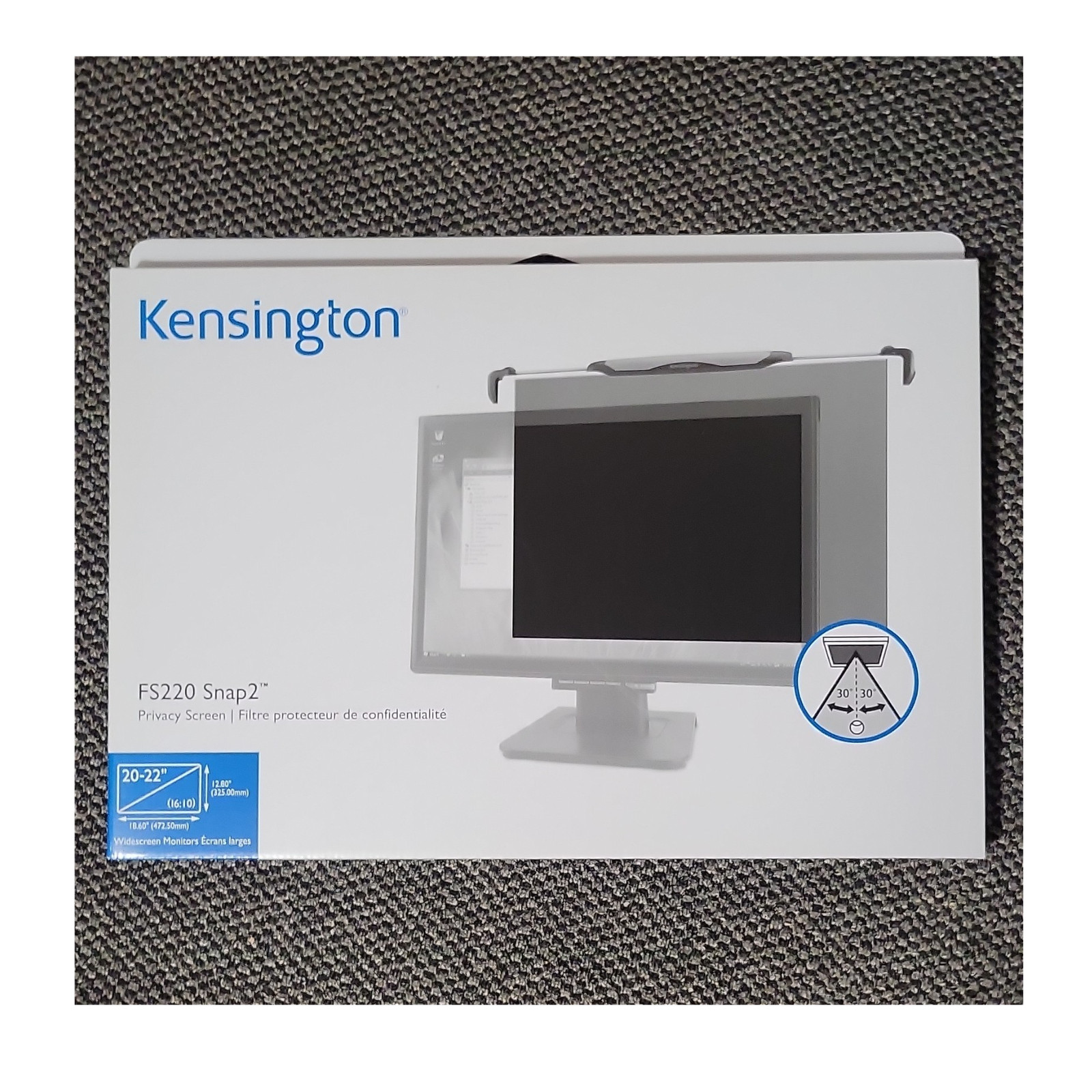 Kensington FS220 Snap2 Privacy Screen 20-22" Widescreen Easy Mount Blue Light