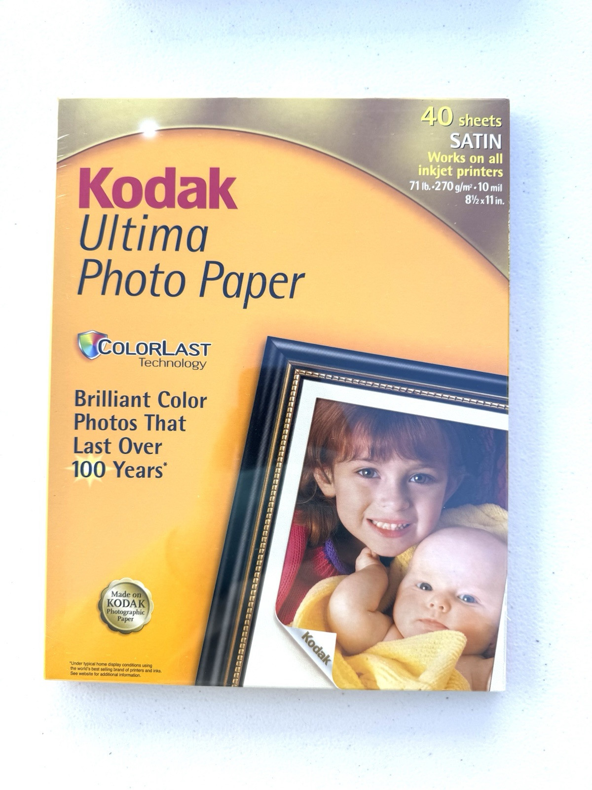 KODAK PREMIUM INKJET SATIN ULTIMA PICTURE PAPER 40 SHEETS 8.5 x 11 10 MIL SEALED