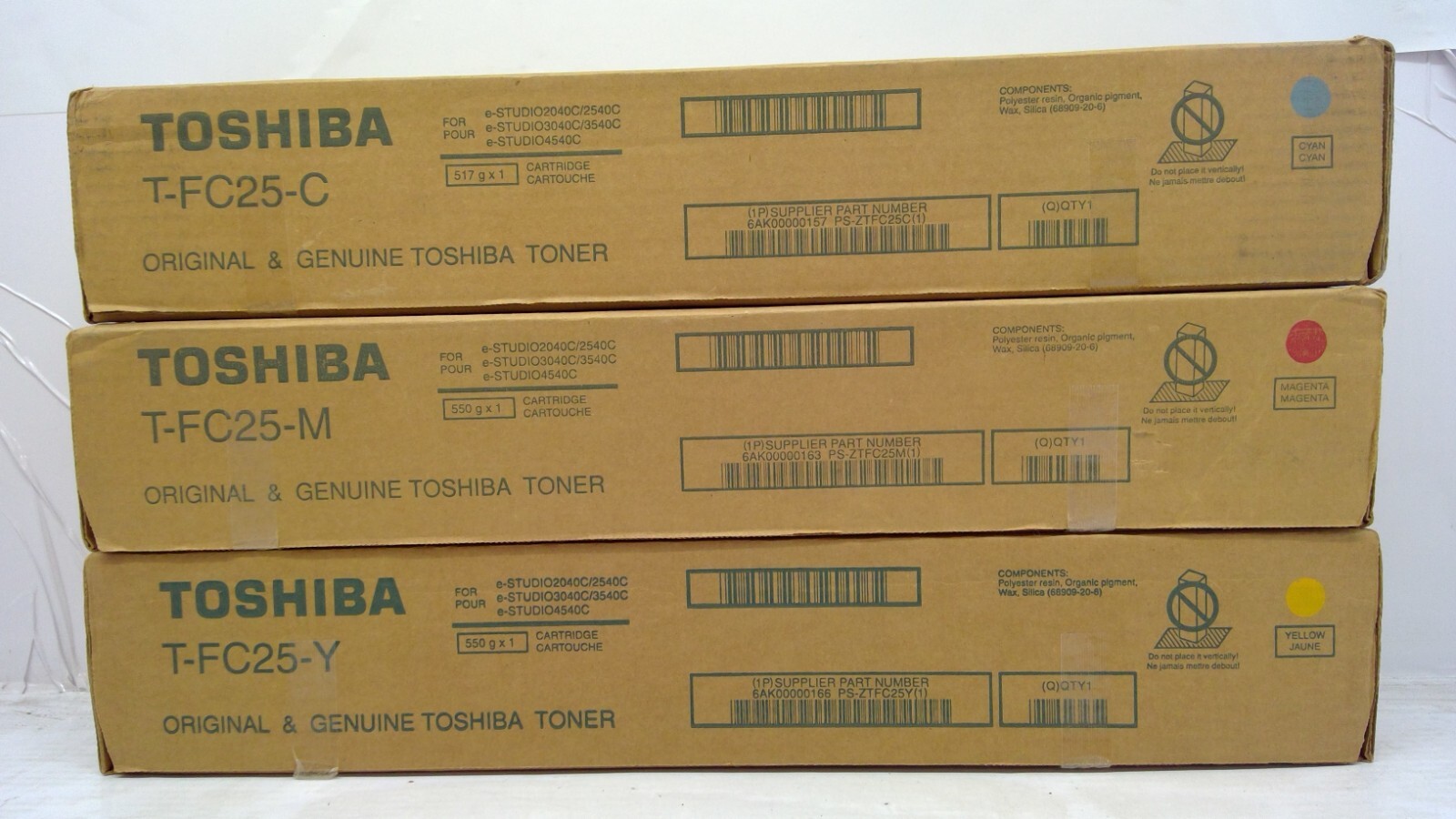 GENUINE Toshiba T-FC25C/T-FC25M/T-FC25Y/Cyan/Magenta/Yellow Toner/e-STUDIO 2040C