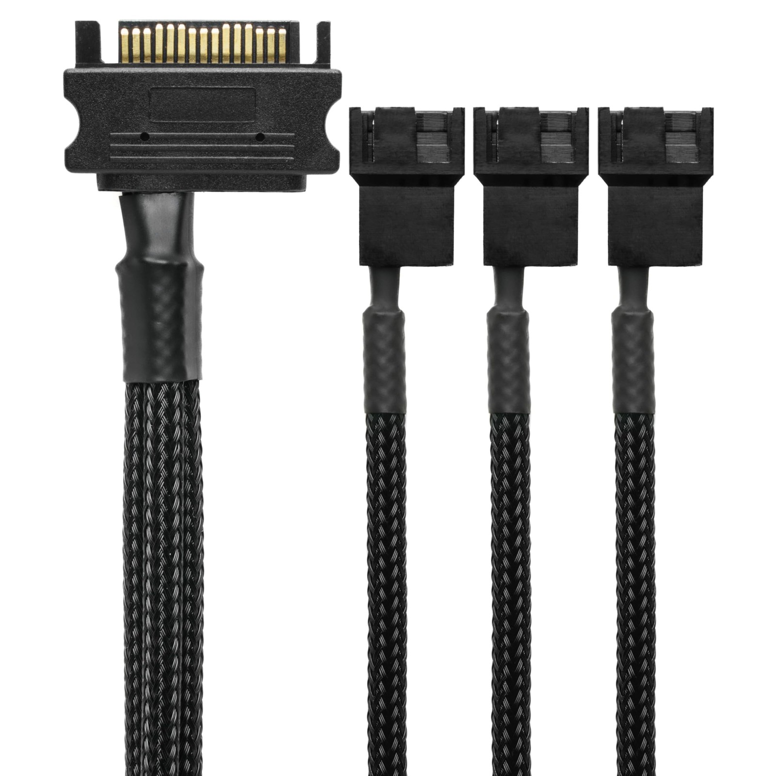 CRJ 15-Pin SATA to 3 PC Fan Power Adapter Cable - 3 - Three Fan, Black 