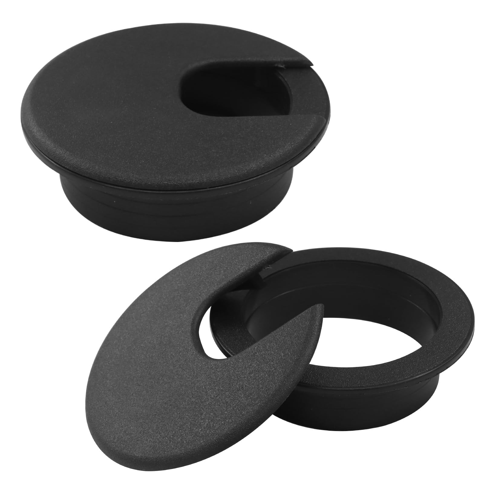 Kyuionty 2 Pcs 2 Inch/50mm Black Desk Grommet U-Shape | ABS Plastic Cable Hol...