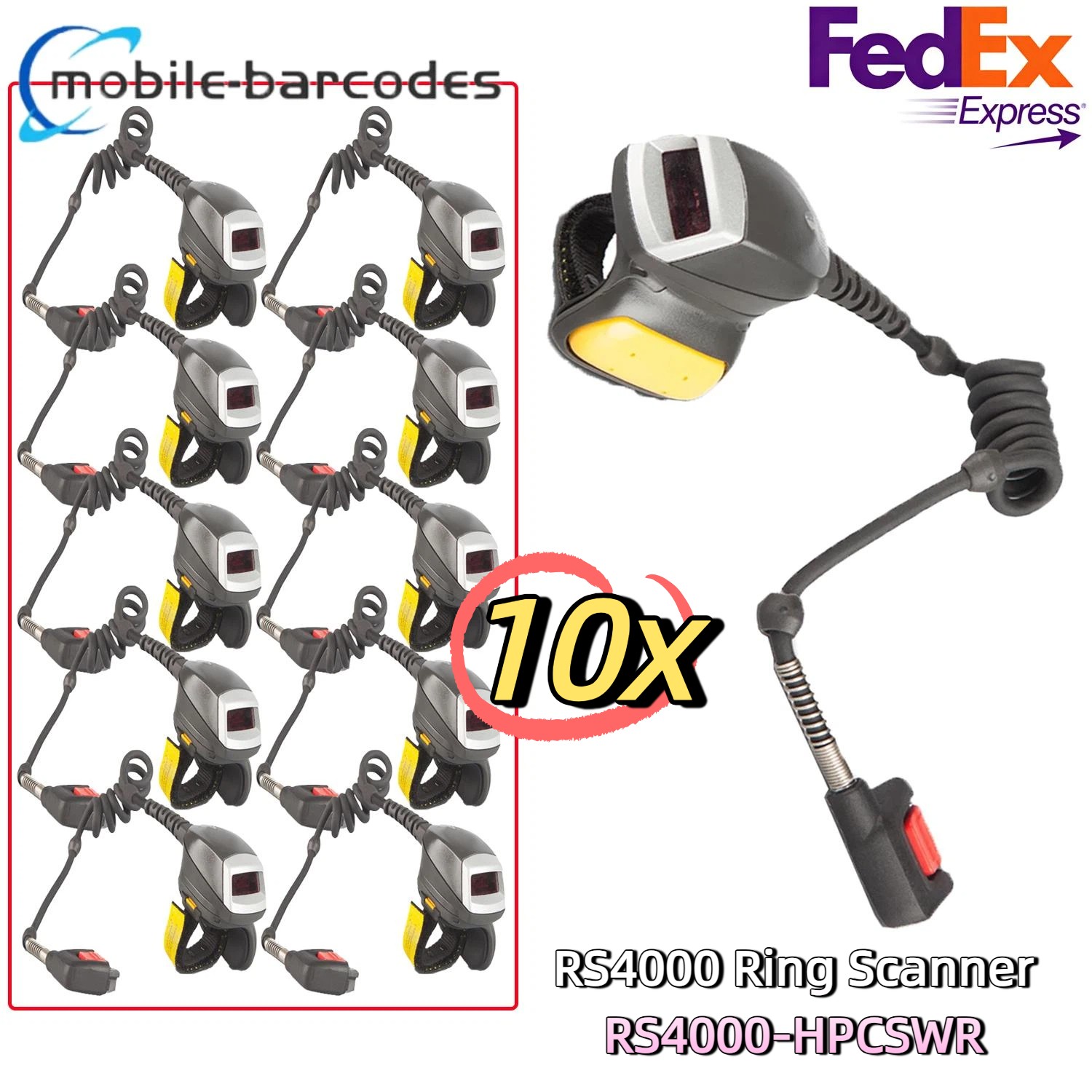 10x RS4000 Finger Ring Scanner 1D Laser Corded Reader Zebra WT6000 RS4000-HPCSWR