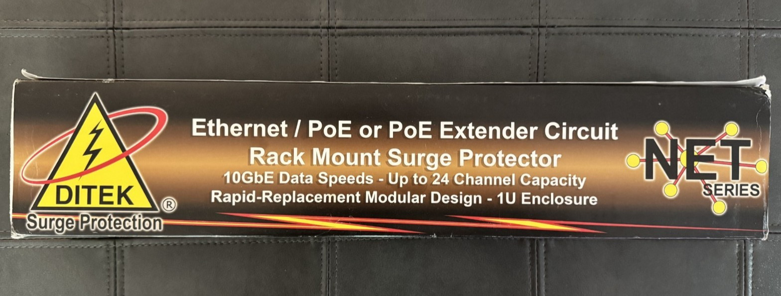 Ditek Surge Protector 24 Channel Rackmount POE Extender 10GBE Shielded RJ45 Port