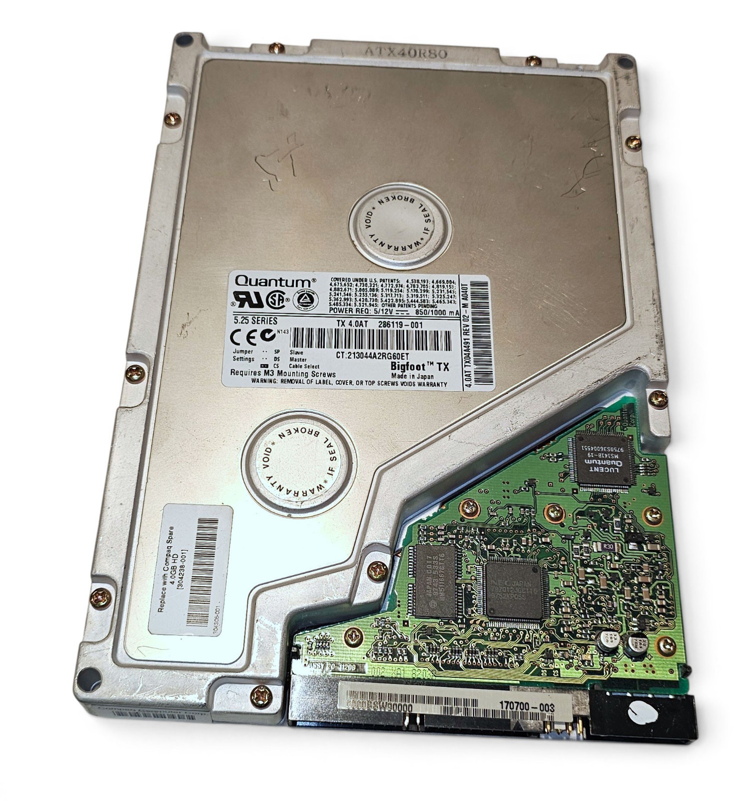 Vintage Quantum Bigfoot TX 4GB 5.25" IDE Hard Drive Compaq 286119-001 304238-001