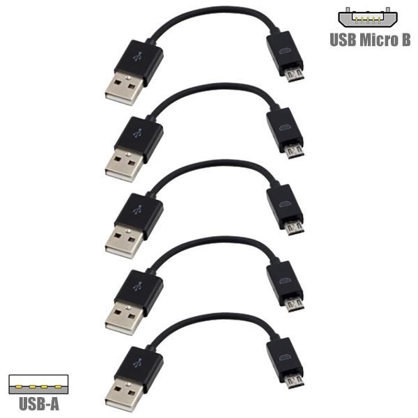 5x 8" inch USB2.0 A type Male to Micro B USB-Male Adapter Cable PC to Phone