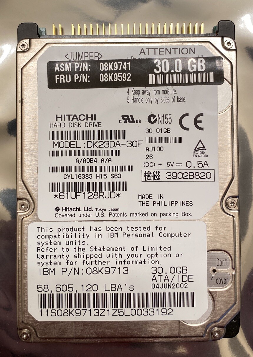*TESTED* Hitachi DK23DA-30F 30GB IDE 2.5" 9.5mm HDD - 5K804 - DK23DA30F - O5K804