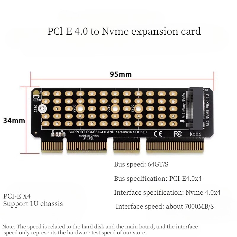 NVME M.2 to PCI-E4.0X4 High Speed Extension M2 NGFF to PCI-E M Key SSD Transfer