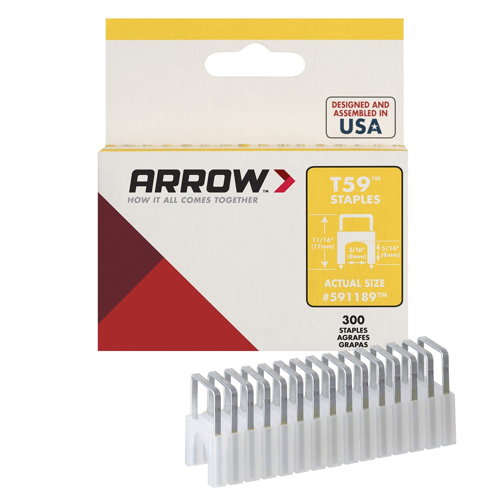 Arrow 591189 Genuine T59 Steel 5/16-Inch by 5/16 Crown Width Insulated Staple...