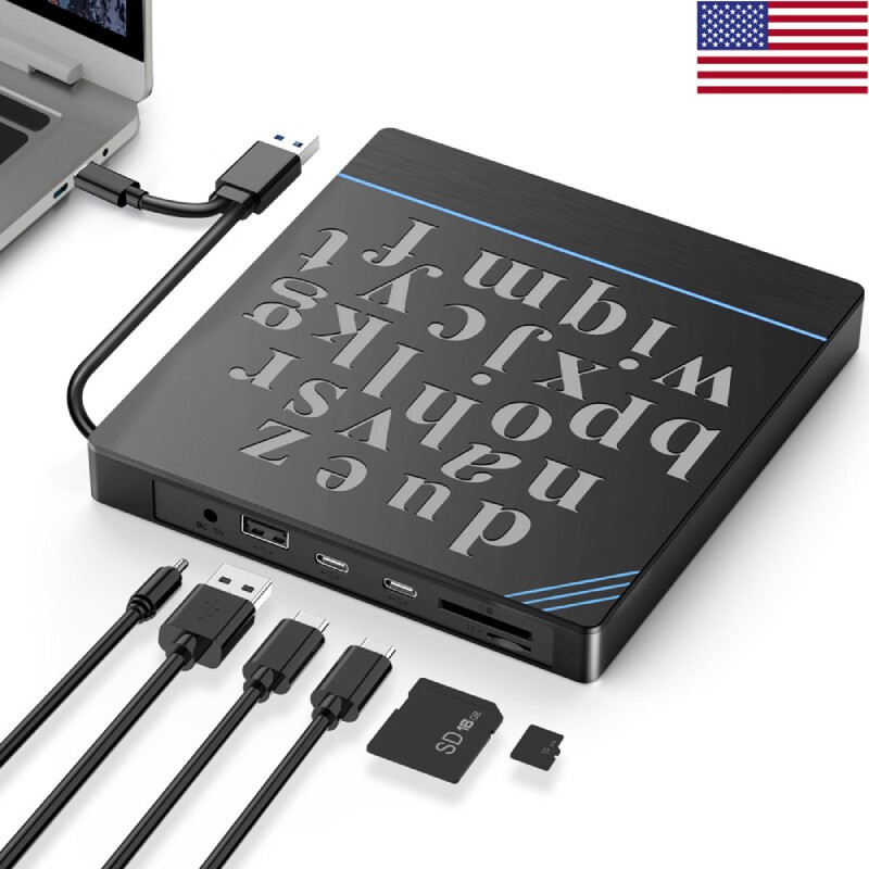 External CD RW DVD ROM Writer Burner Player Drive PC Laptop USB-C Type C for HP