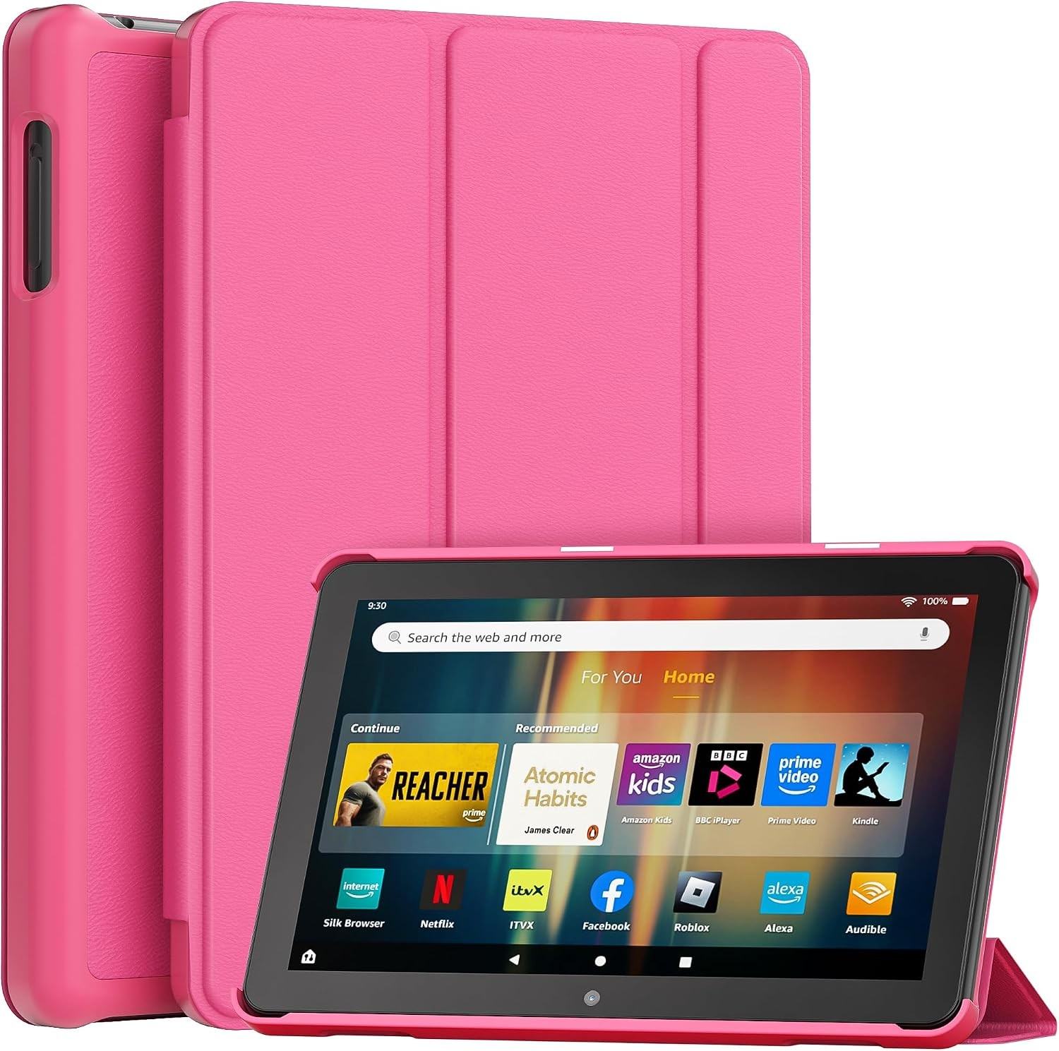 Slim Light Smart Trifold Stand Case for Fire HD 8 Tablet (10th/12th Gen) Raspber