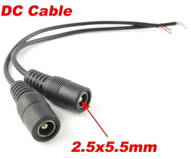 10pcs 5.5mm x 2.5mm 5.5/2.5 CCTV DC Power Charger DC Power Female Cable L: 30cm