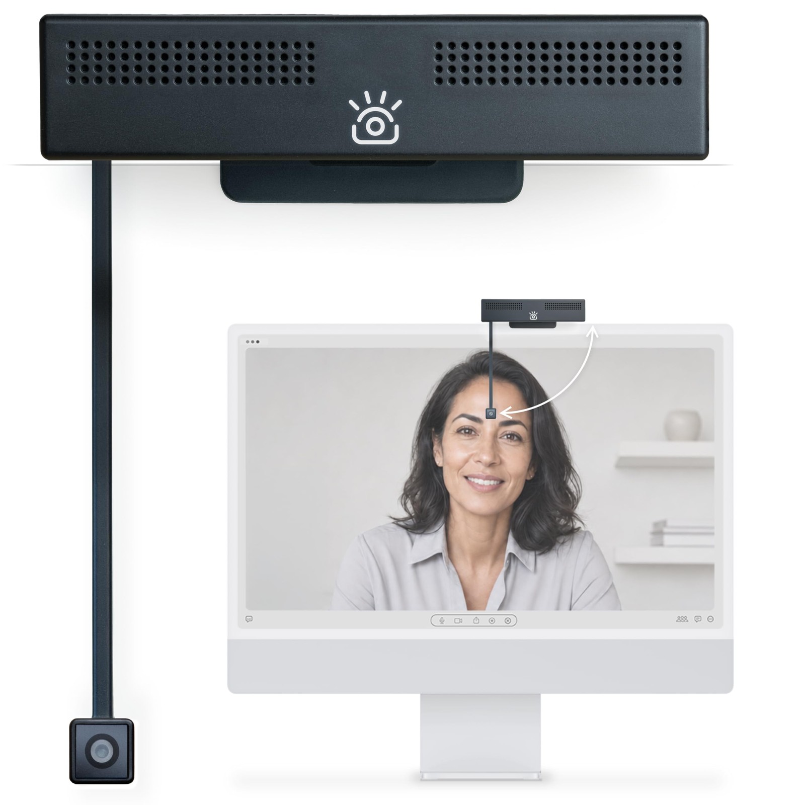 iContact Camera Pro 4K HD Webcam Charging 2026 Charging, Black + White