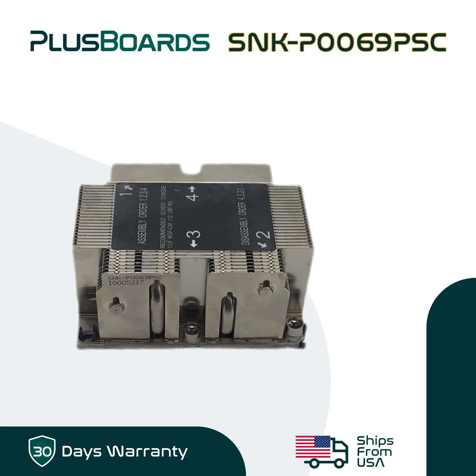 Supermicro 1.5U CPU Passive Heatsink w/ Side Air Channel for X11 2U Node Twin