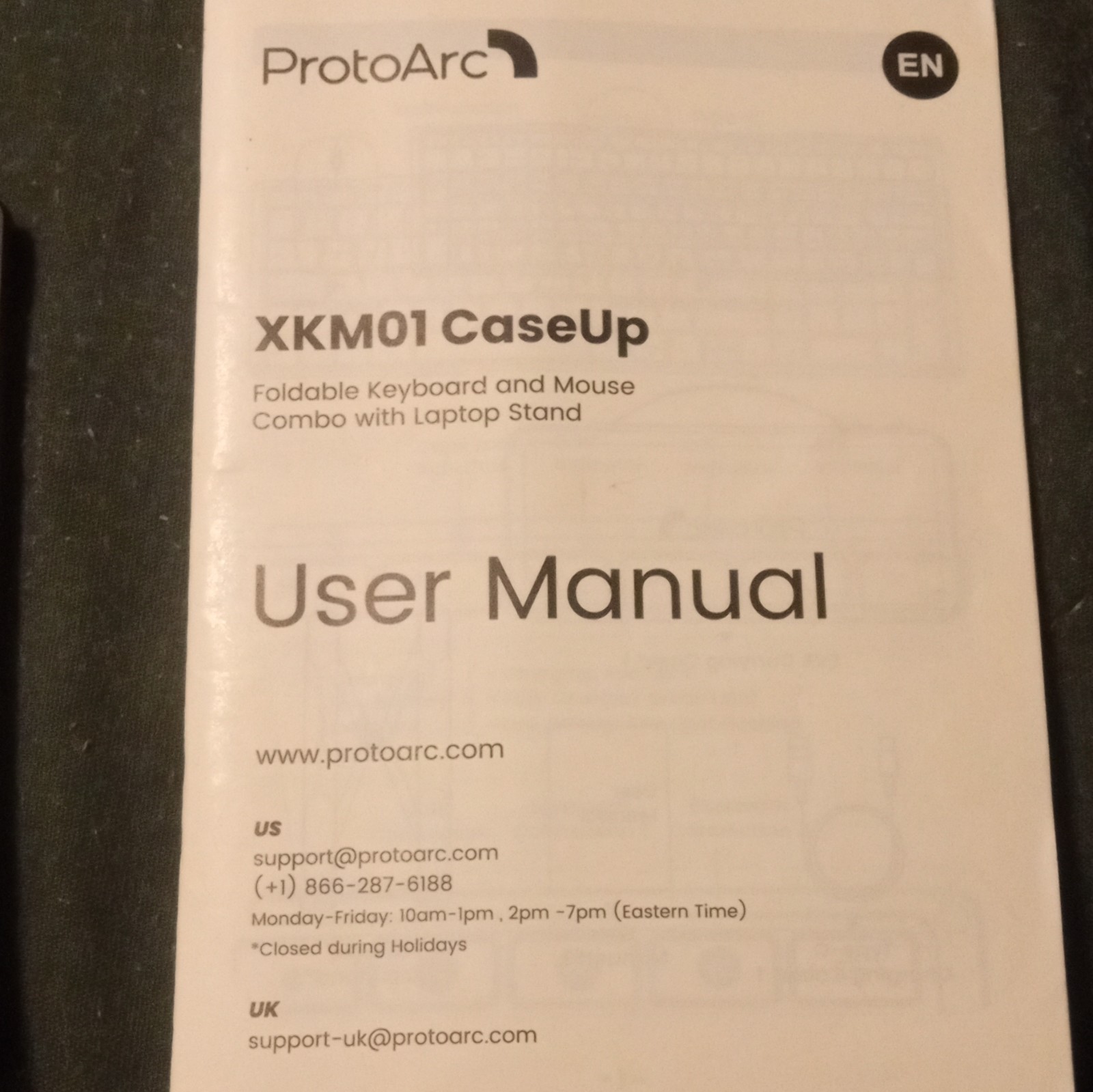 ProtoArc XKM01 CaseUp Wireless Foldable Keyboard Mouse Combo QWERTY EN Black